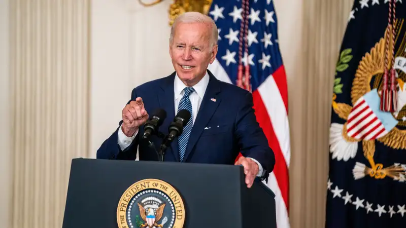 President Joe Biden speaking at a press conference