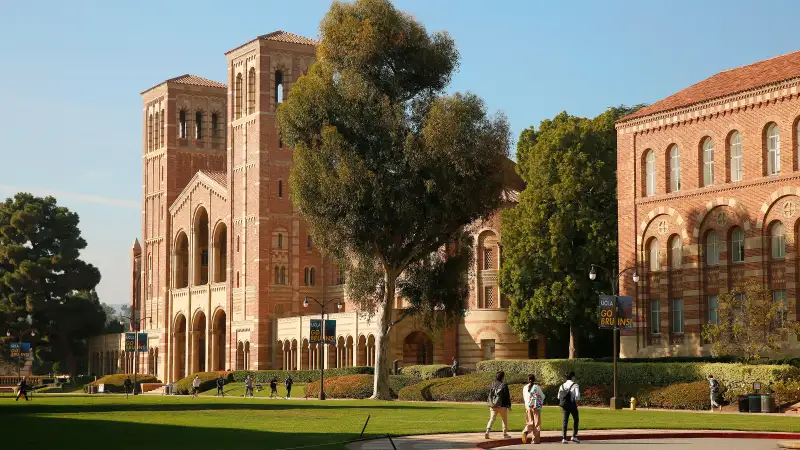 Students walking on a college campus