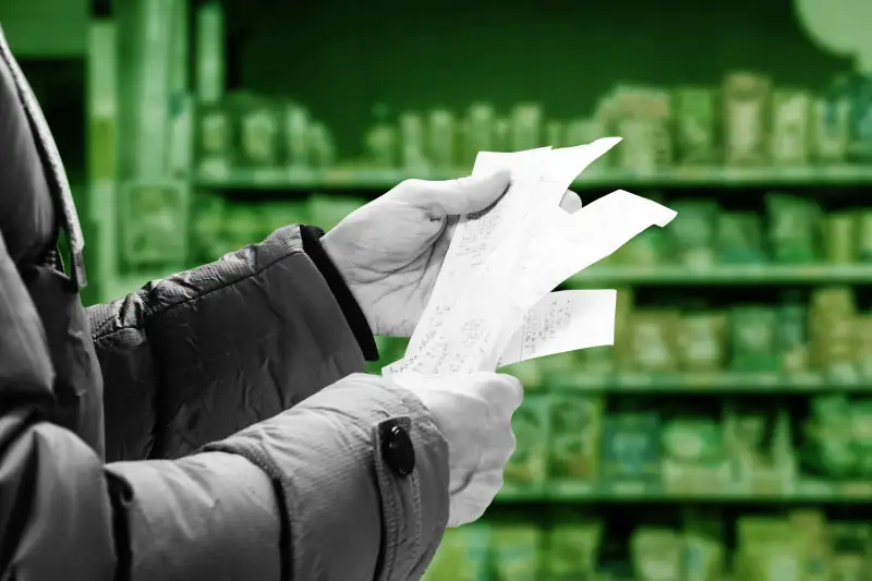 Person Holding A Grocery Receipt