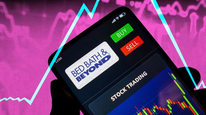 Photo illustration of a meme stock in a stock trading app