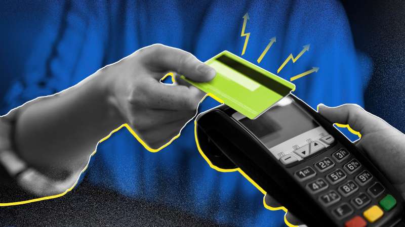 Photo illustration of a person using a credit card