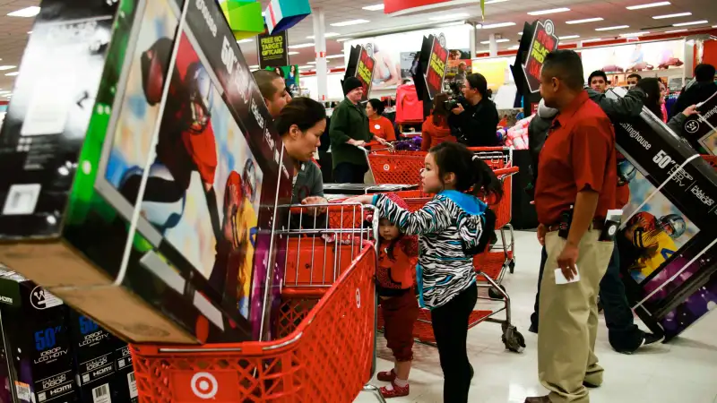 Shoppers make line at a Target store in Black Friday holiday shopping