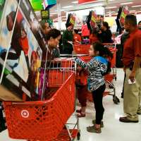 Shoppers make line at a Target store in Black Friday holiday shopping