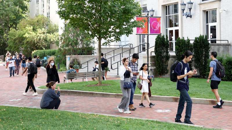 Editorial photo of students on a university campus