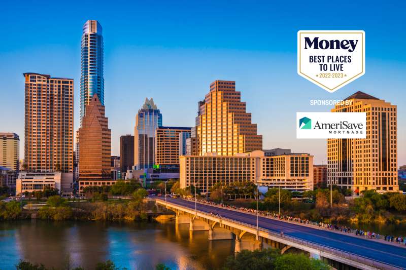 Austin Texas cityscape skyline panorama, Congress Avenue Bridge