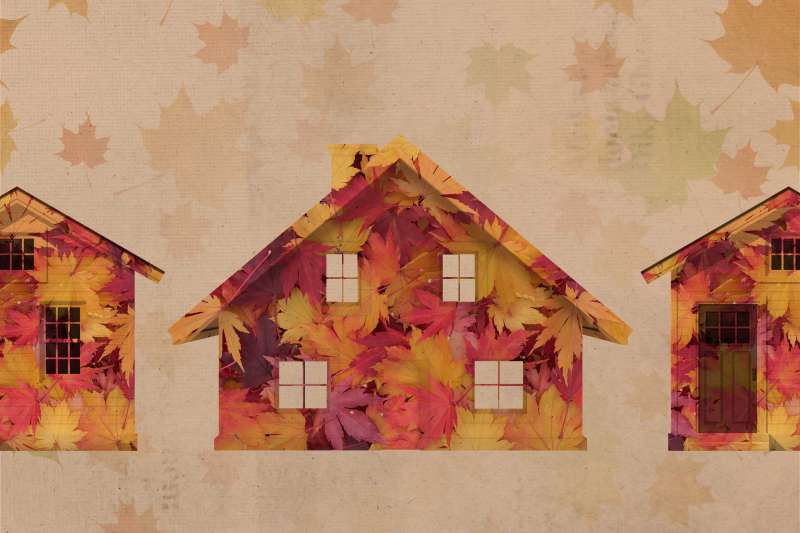 A House Made Out Of Autumn Leaves