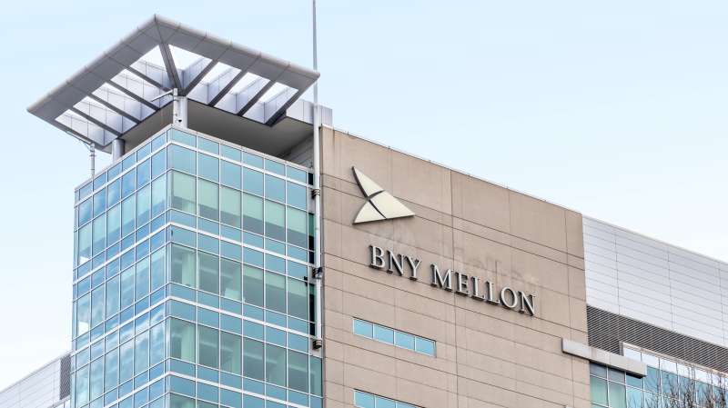 Sign of BNY Mellon on the building in Pittsburgh