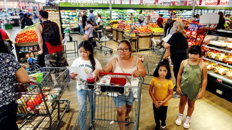 People shop for groceries in Riverside.