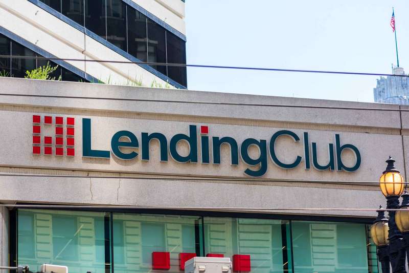 LendingClub sign and logo at company headquarters in Silicon Valley