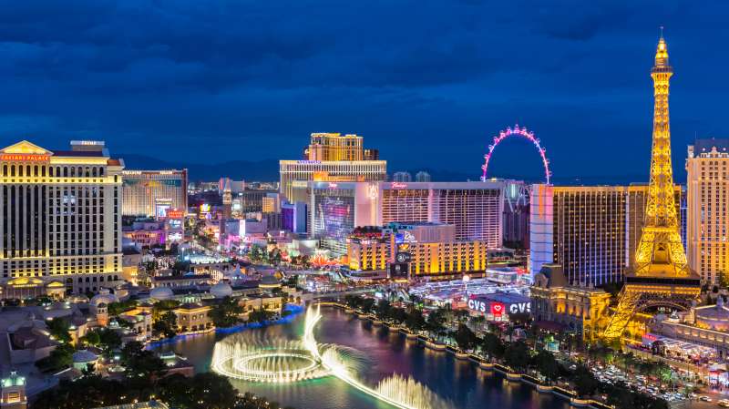 Aerial view of the Las Vegas strip in Nevada
