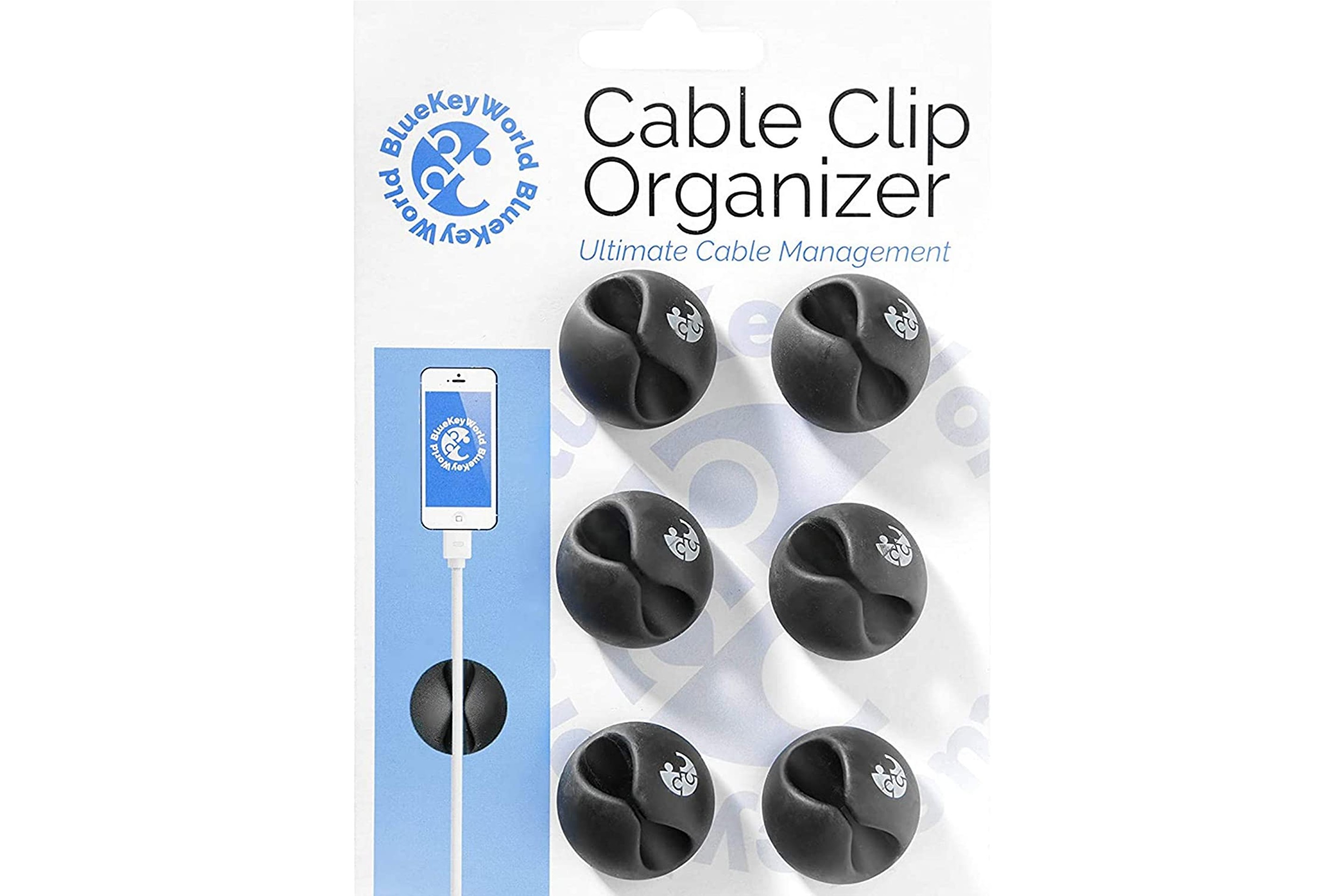 6 Pack Blue Key World Cable Clips
