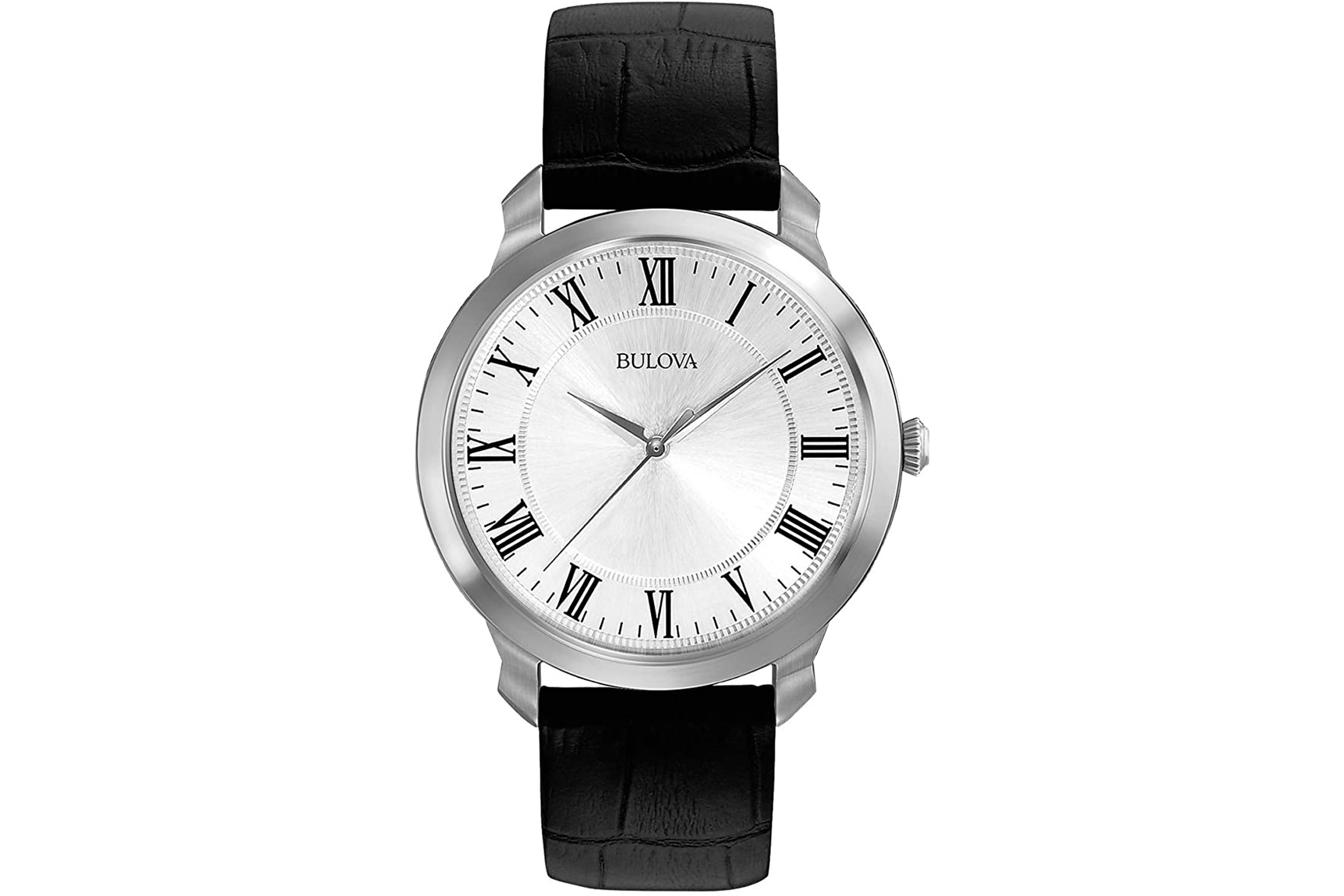 Bulova Men's Classic Quartz Black Leather Strap Watch