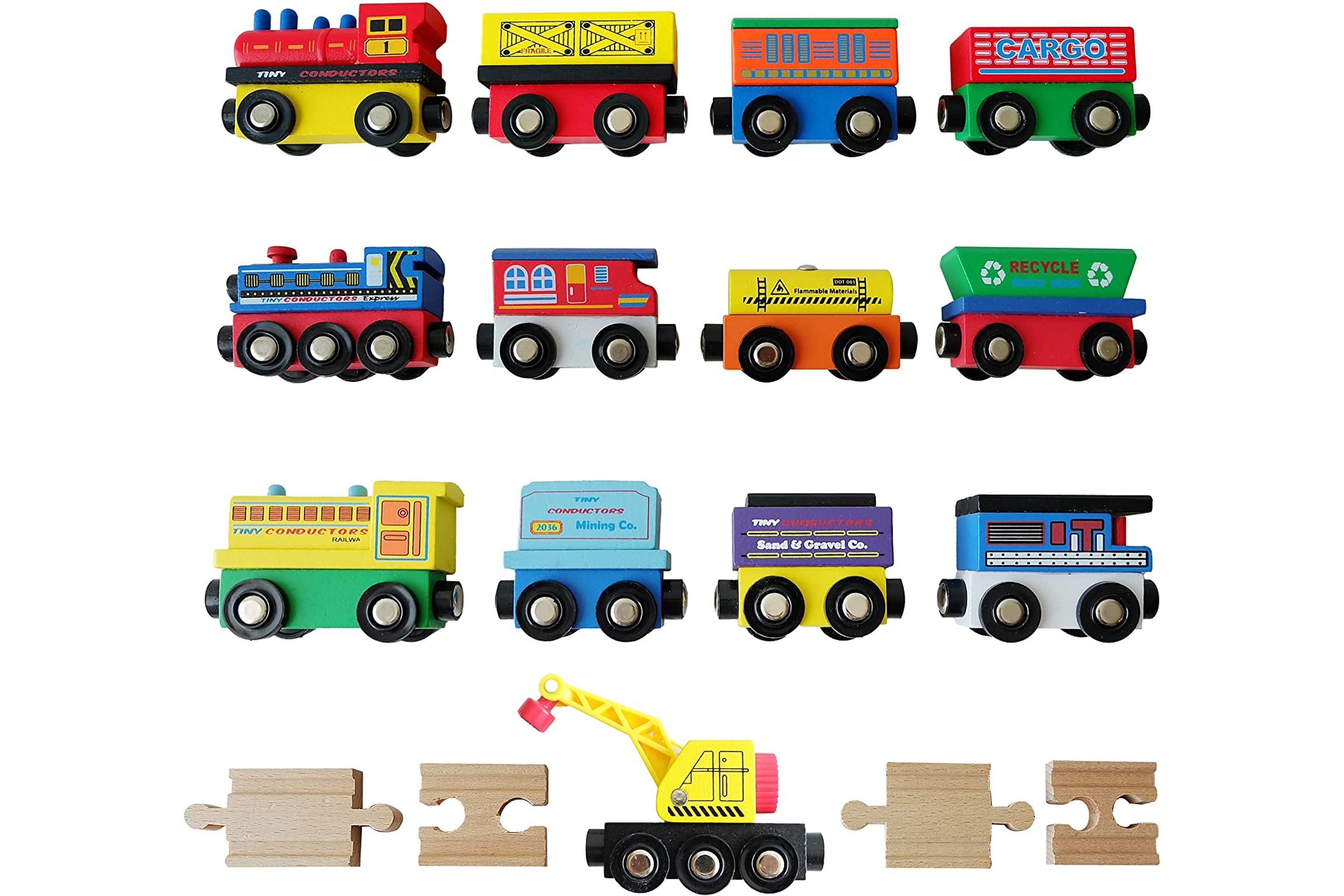 Tiny Conductors Wooden Train Cars Set