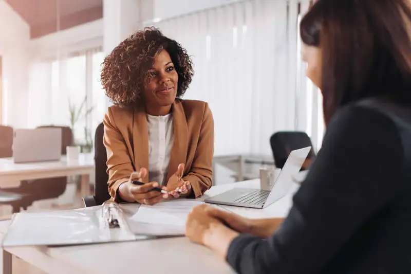 Young woman doing a job interview