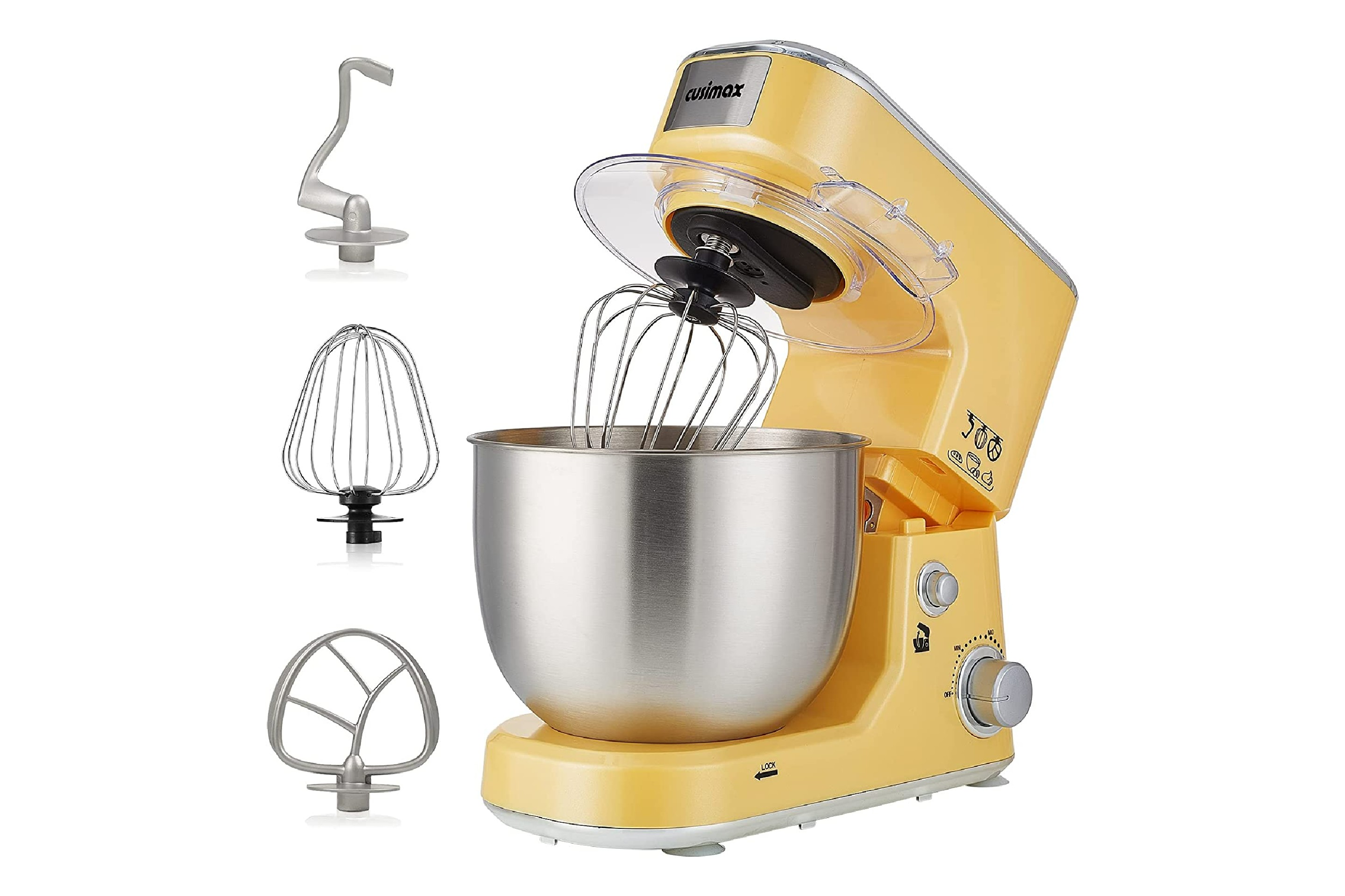 Yellow CUSIMAX 5-Quart Tilt-Head Electric Stand Mixer with Stainless Steel Bowl
