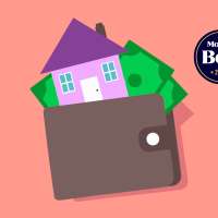 Illustration of a Small House Inside Of A Wallet Filled With Cash