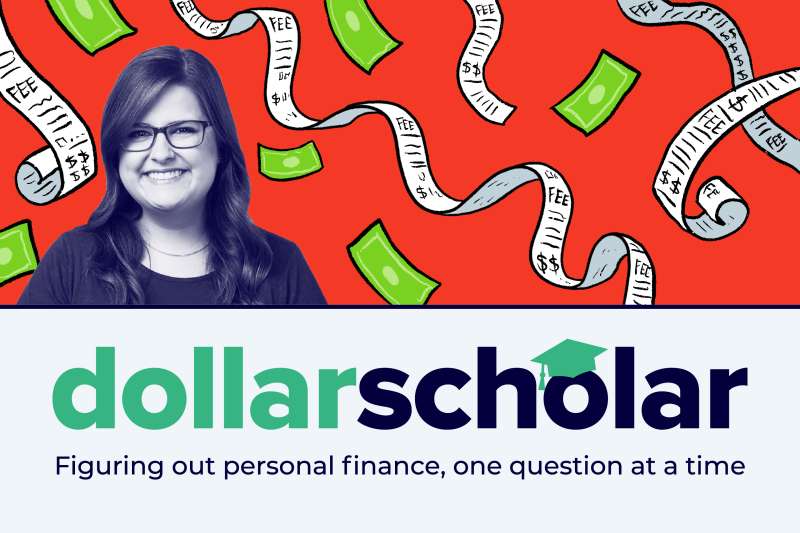 Dollar Scholar banner featuring bank fees illustration