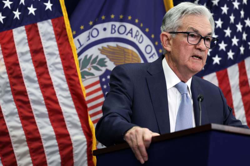 Federal Reserve Board Chairman Jerome Powell speaks during a news conference