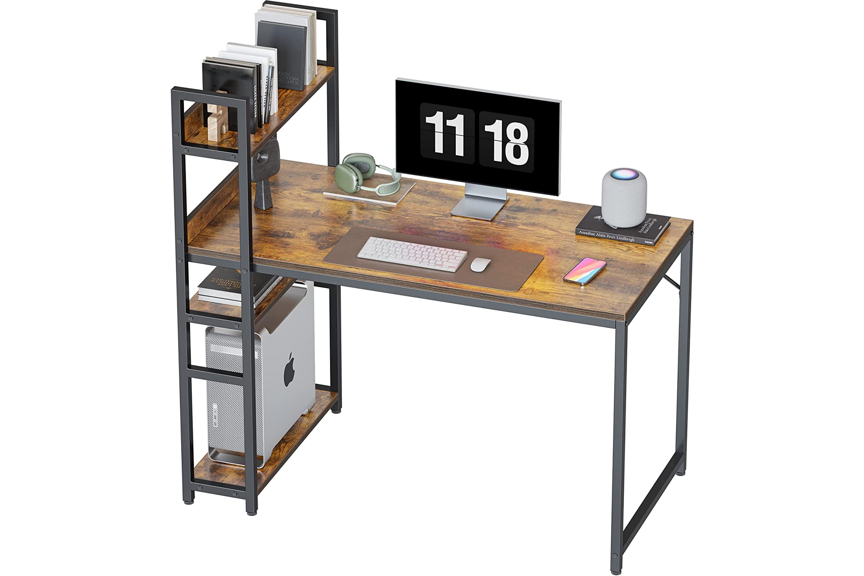 Modern Style Desk with Storage Shelves