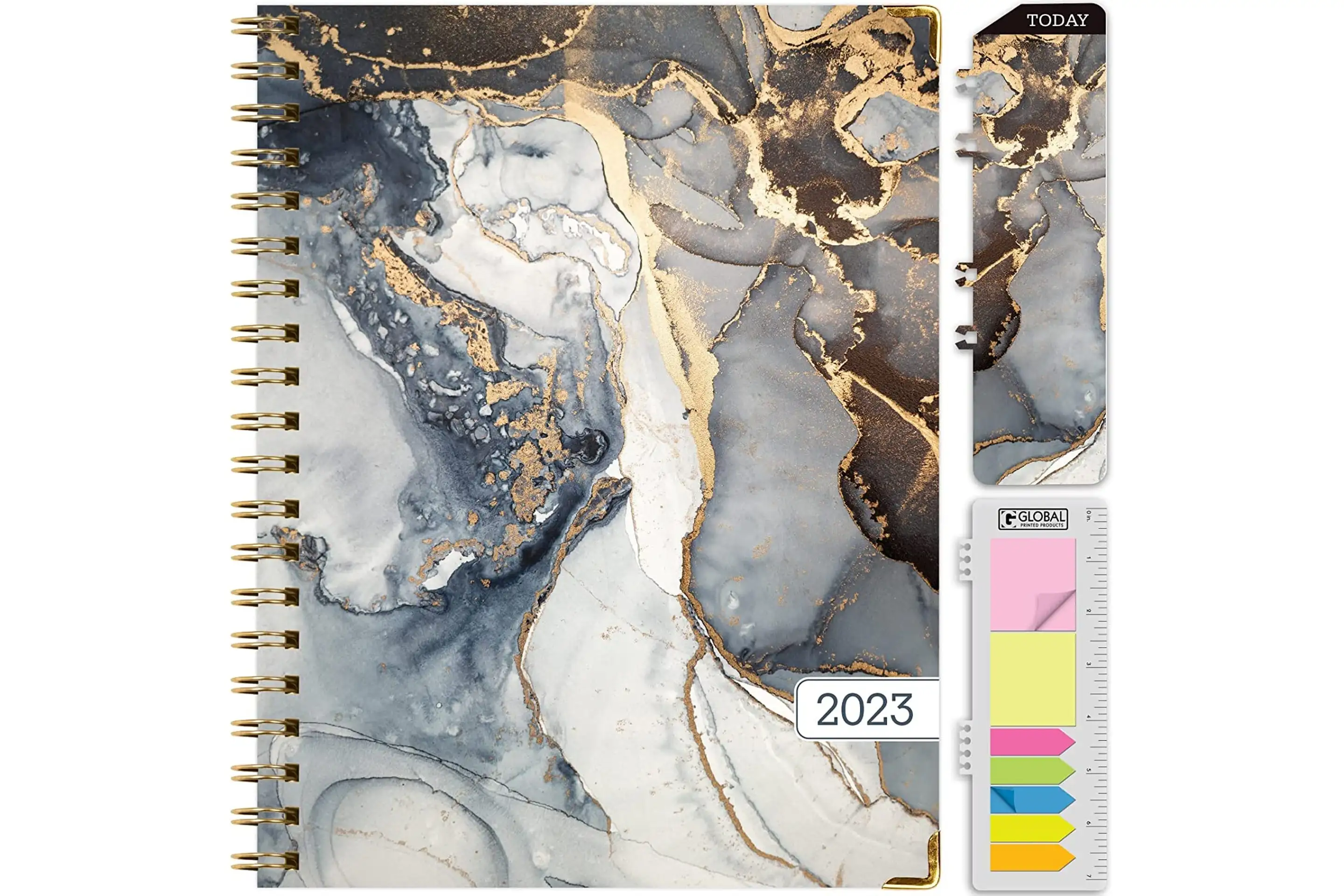 Black Gold Marble Hardcover Planner