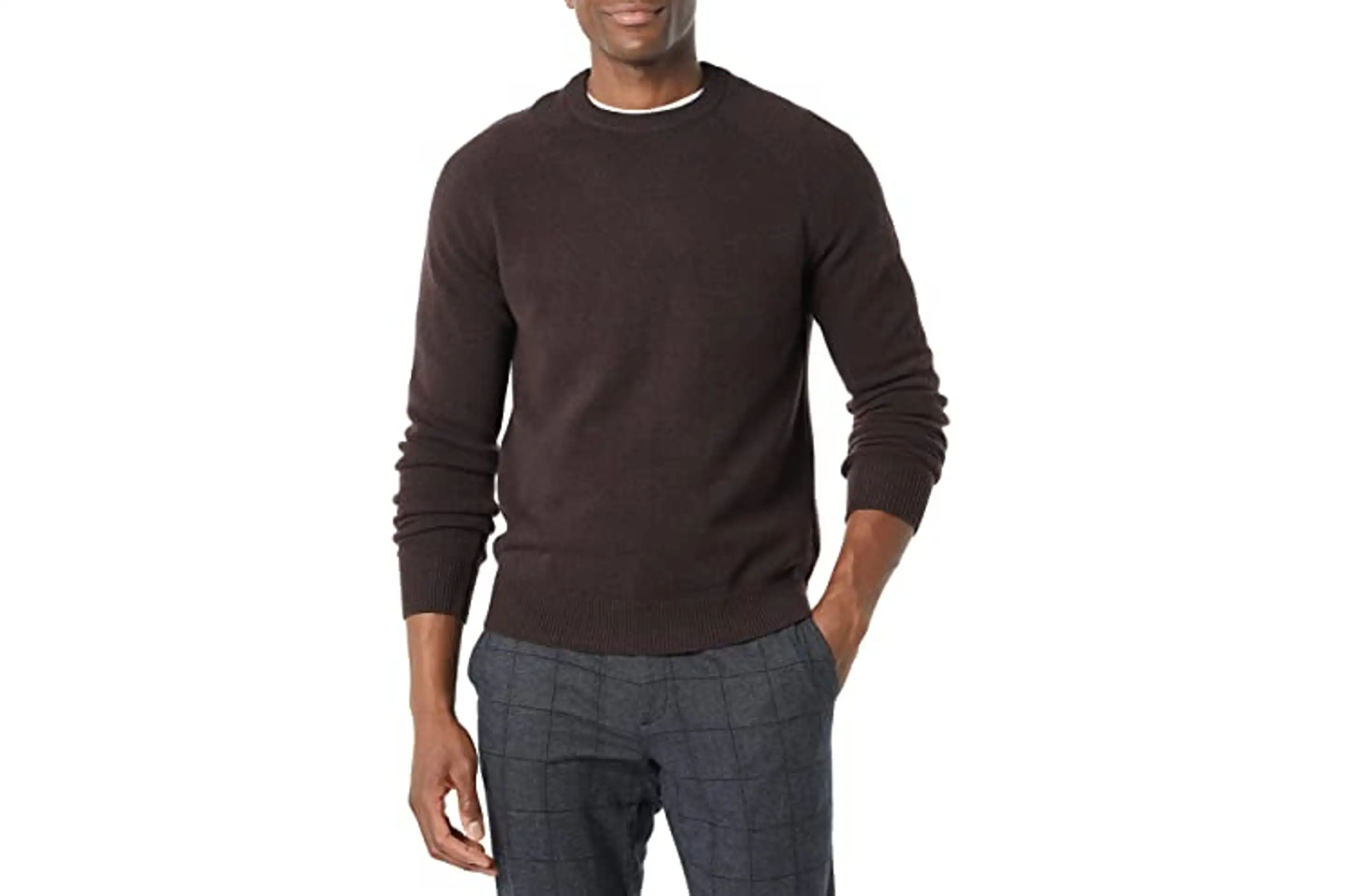 Menâs Lambswool Tapered Crewneck Sweater