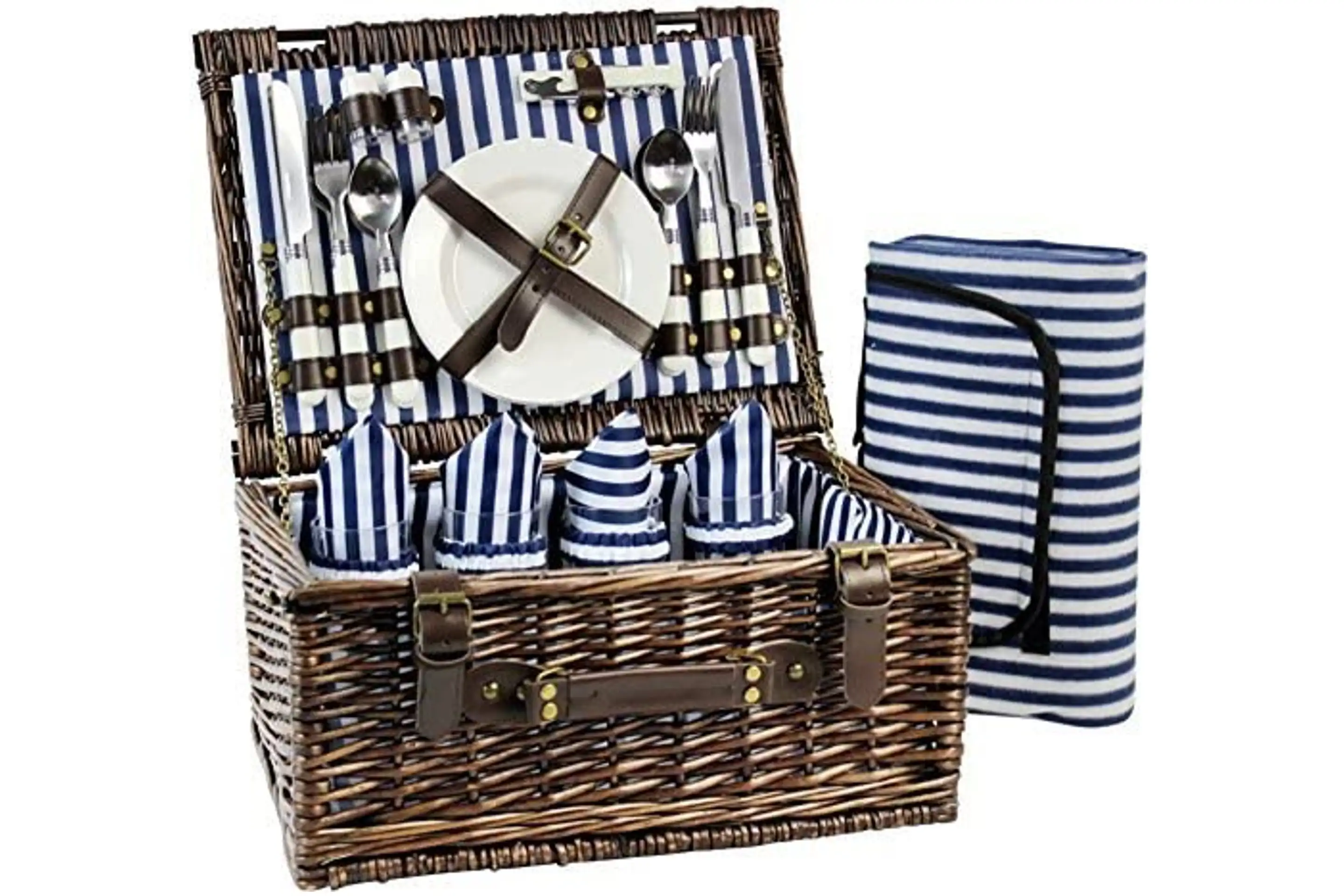 Wicker Picnic Basket Set for Four