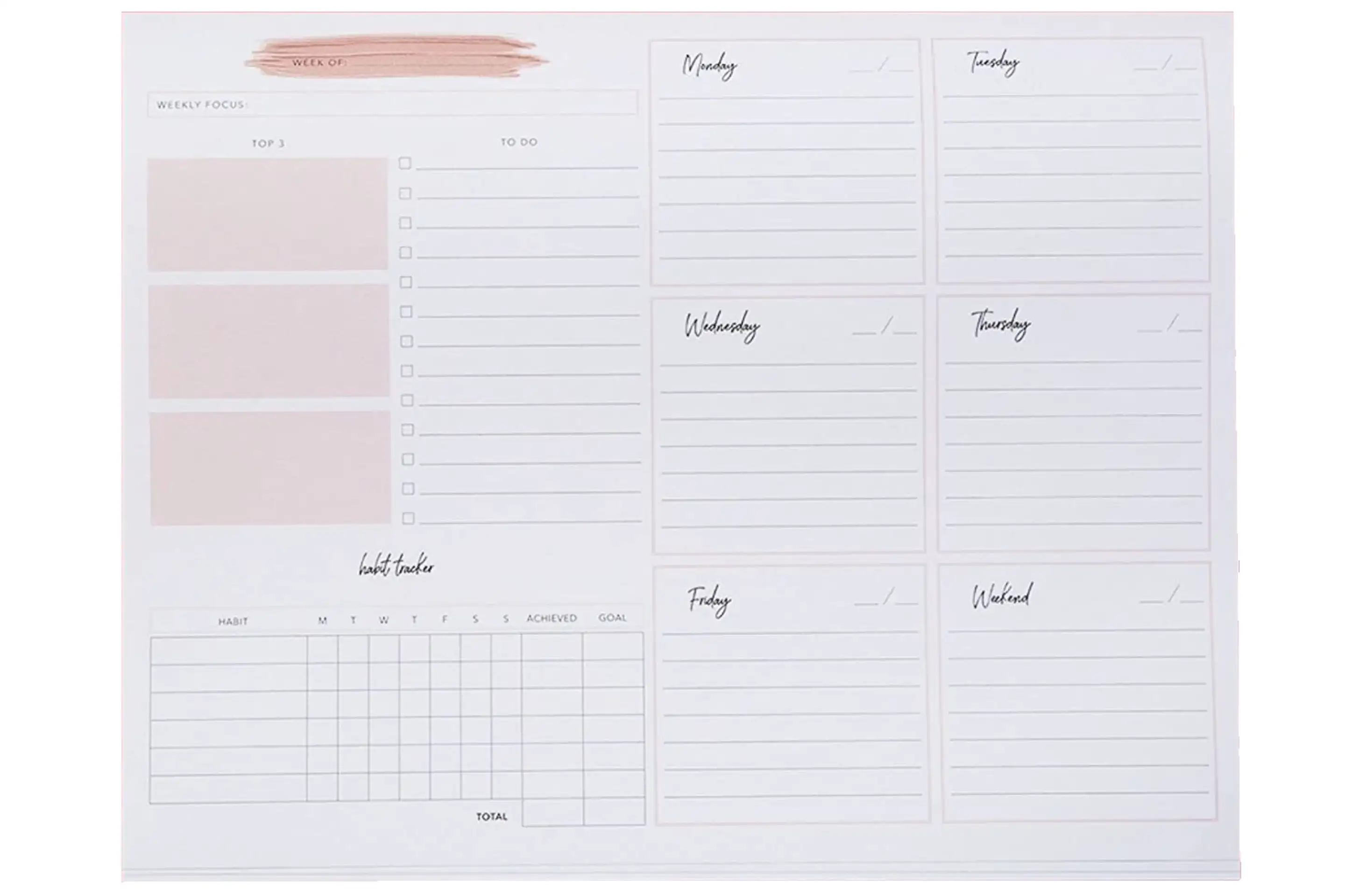 Lamare Weekly Tear-Off Planner Pad