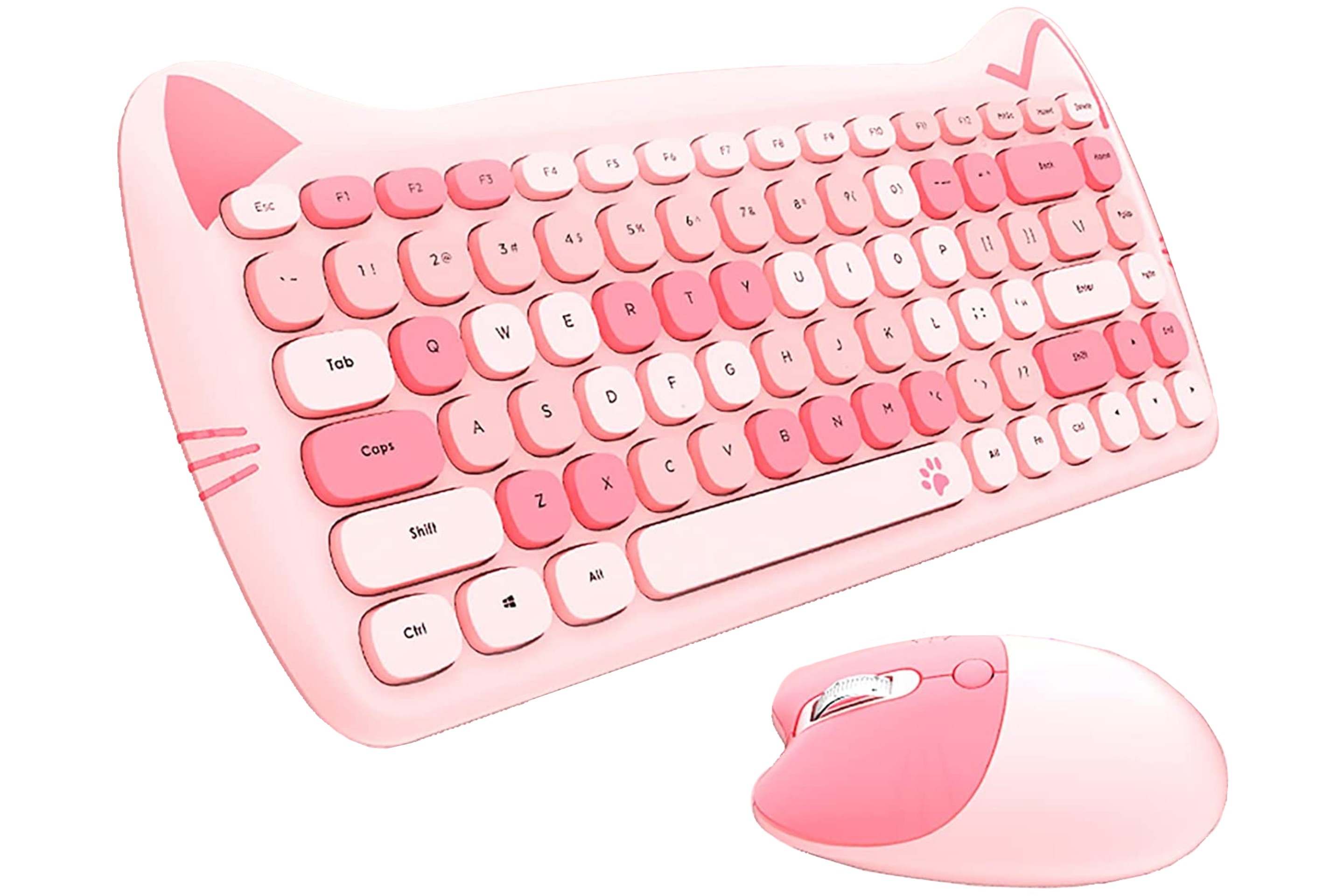 Cute Cat Wireless Keyboard and Mouse Combo