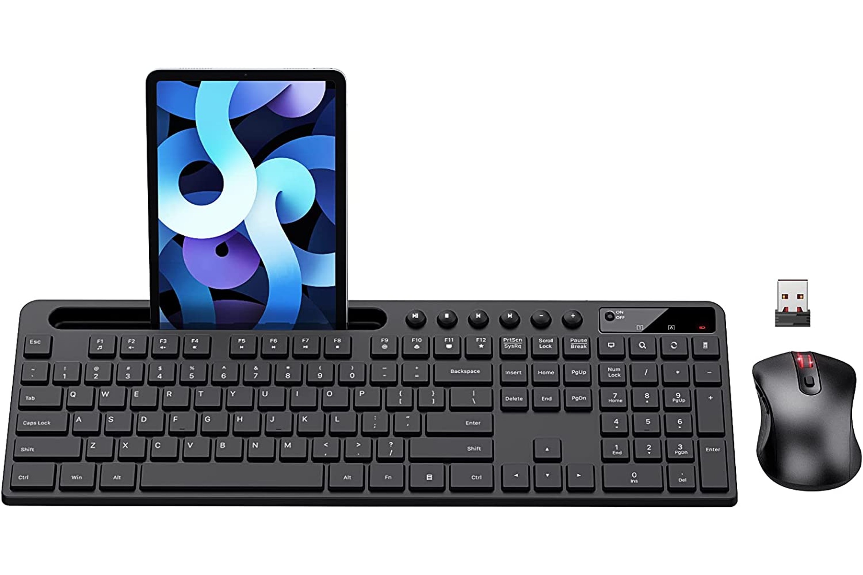Wireless Keyboard and Mouse Combo with Phone Holder