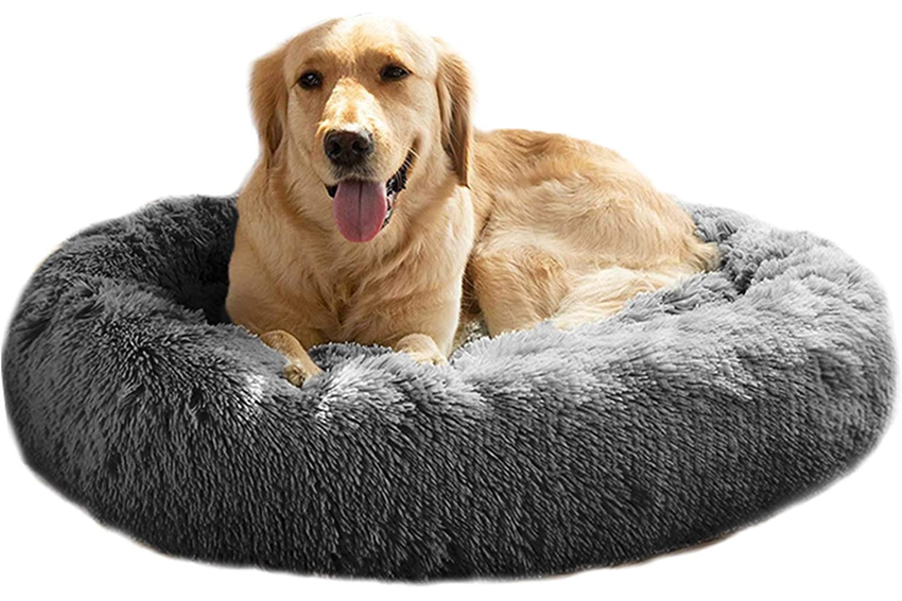 Calming Faux Fur Donut Cuddler Dog Bed