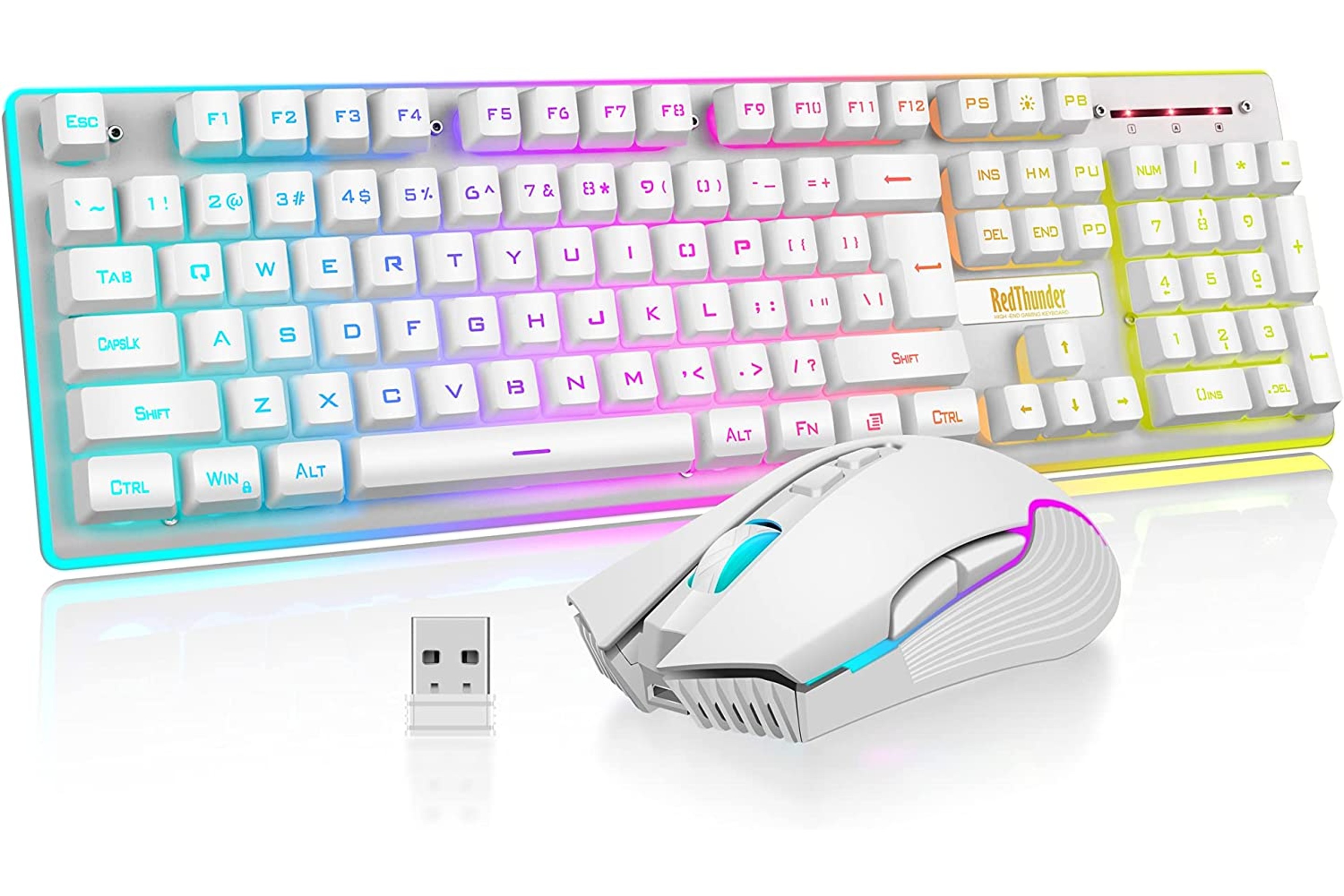 White Backlit Wireless Keyboard and Mouse Combo