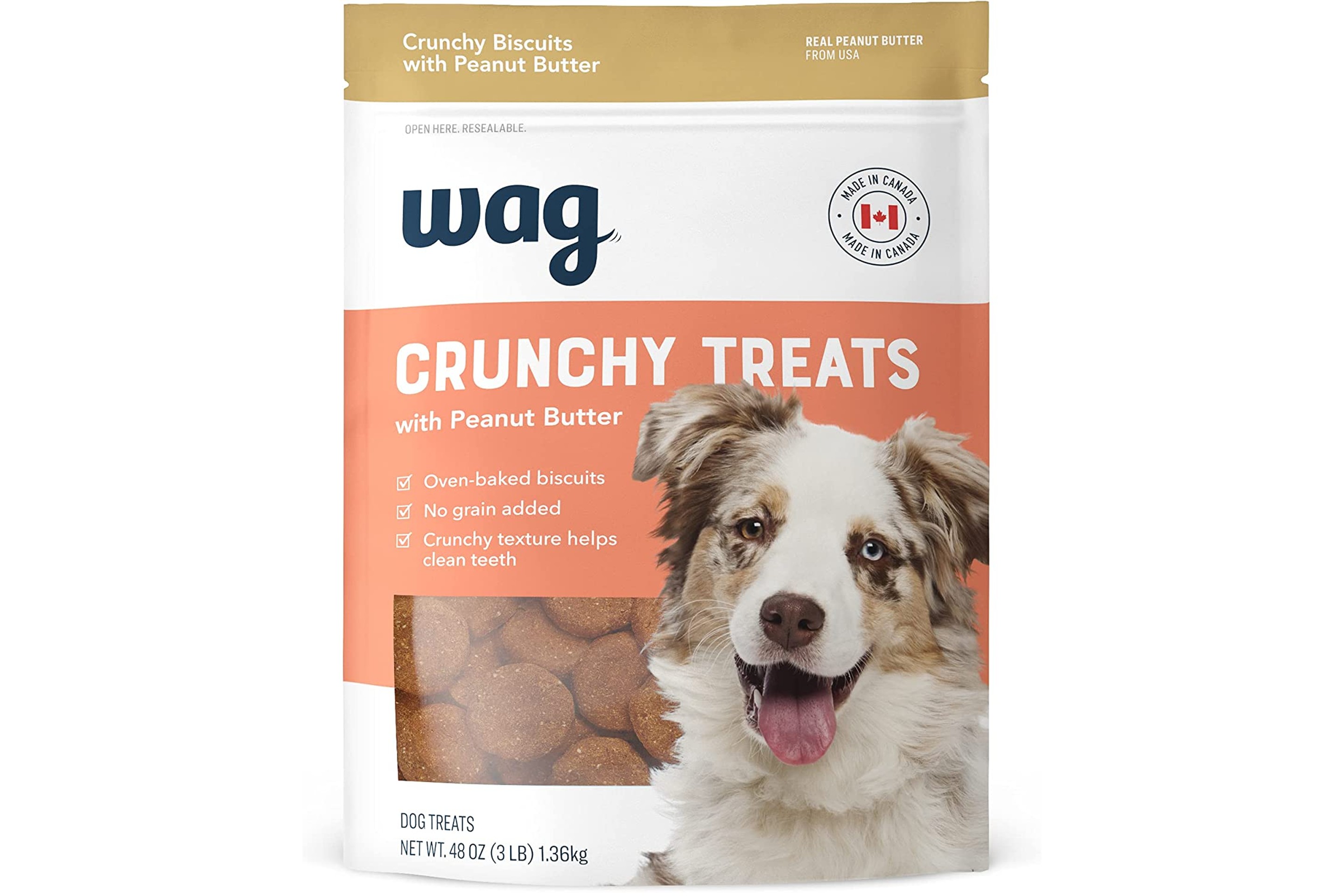 Wag Baked Crunchy Peanut Butter Biscuit Dog Treats