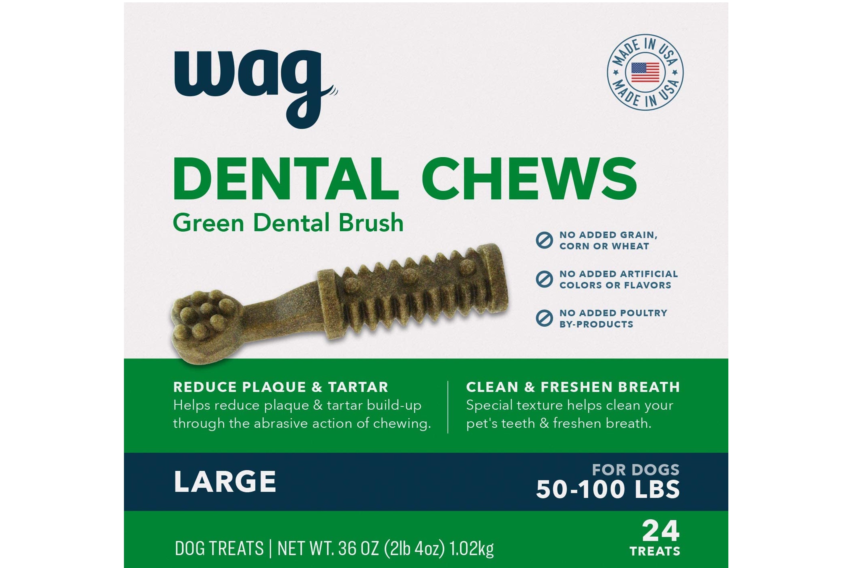 Wag Green Dental Brush Chews for Dogs