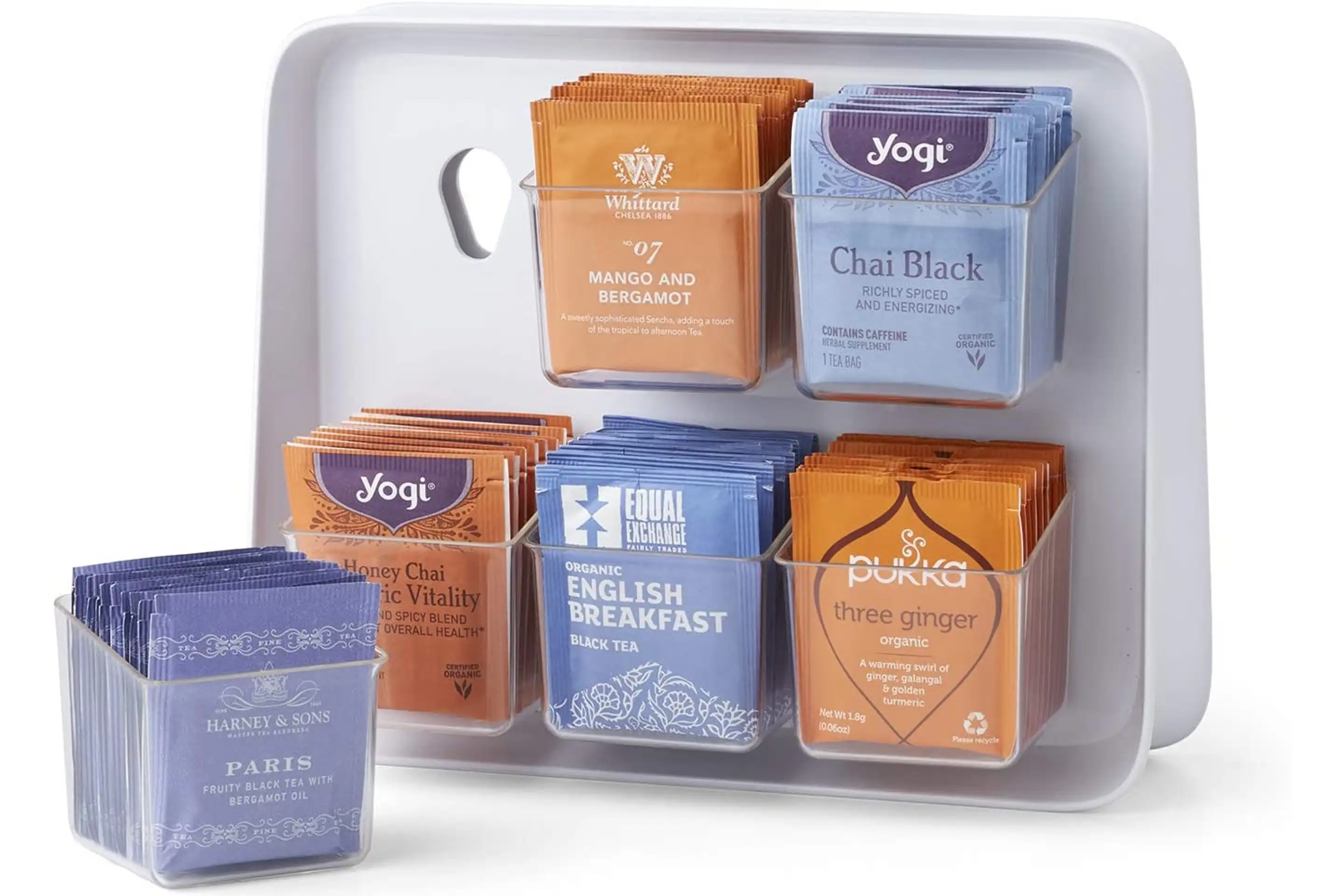 TeaStand Tea Bag Organizer with Clear Removable Bins