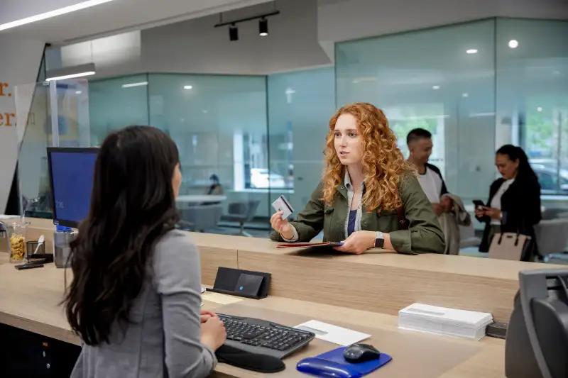 female bank teller