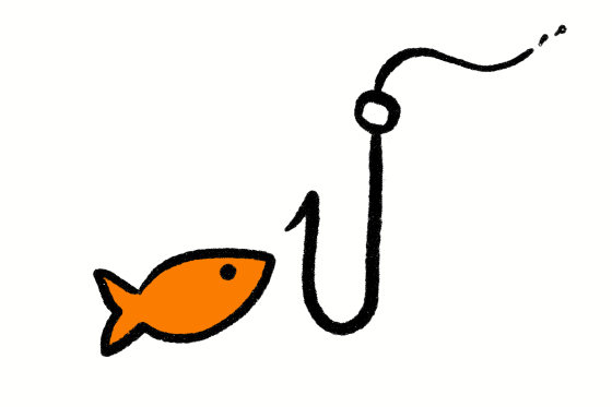 Illustration of fish next to hook