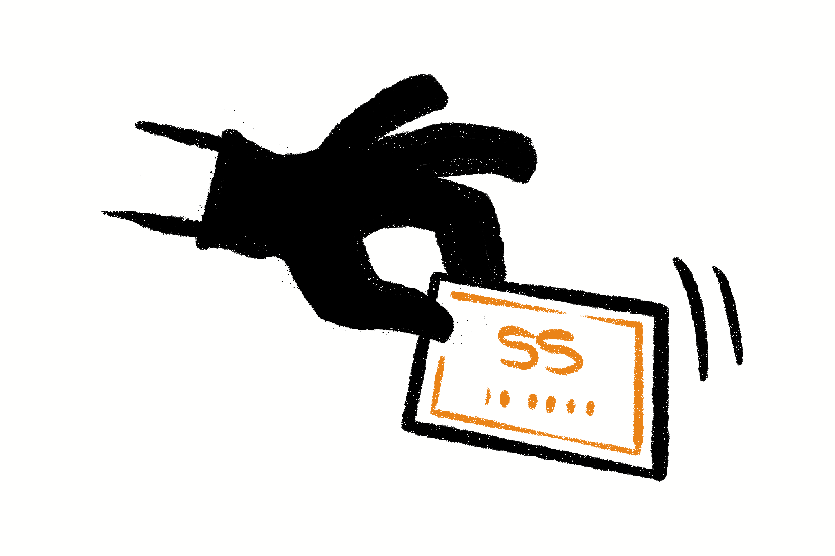 Illustration of a thieve's hand grabbing a social security card