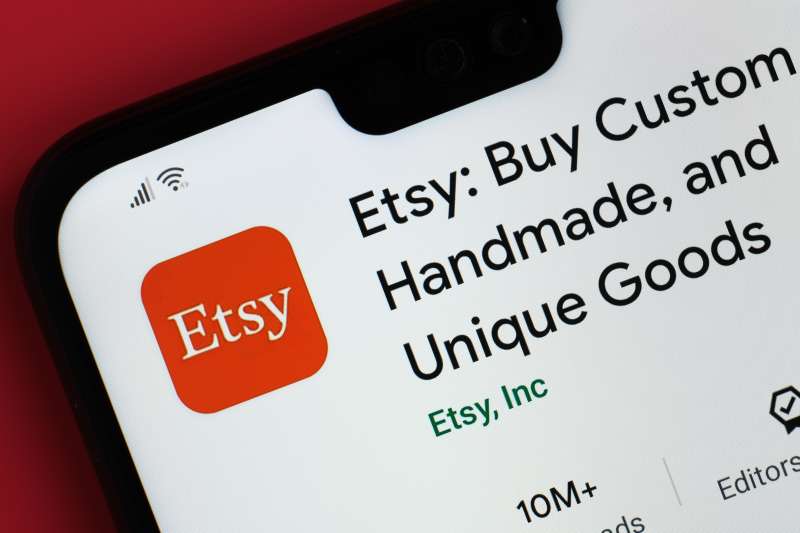 Close-up of a smartphone with Etsy application