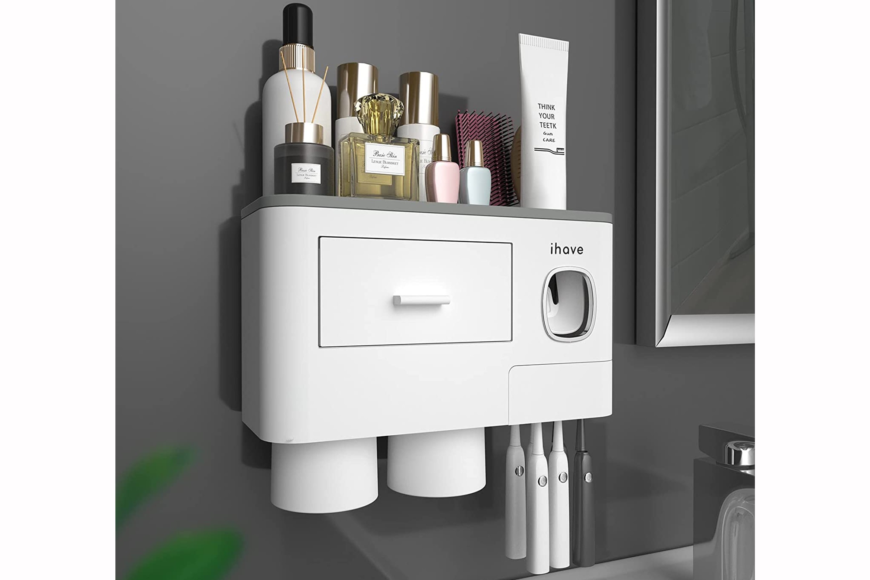 iHave Toothbrush Holder with Toothpaste Dispenser