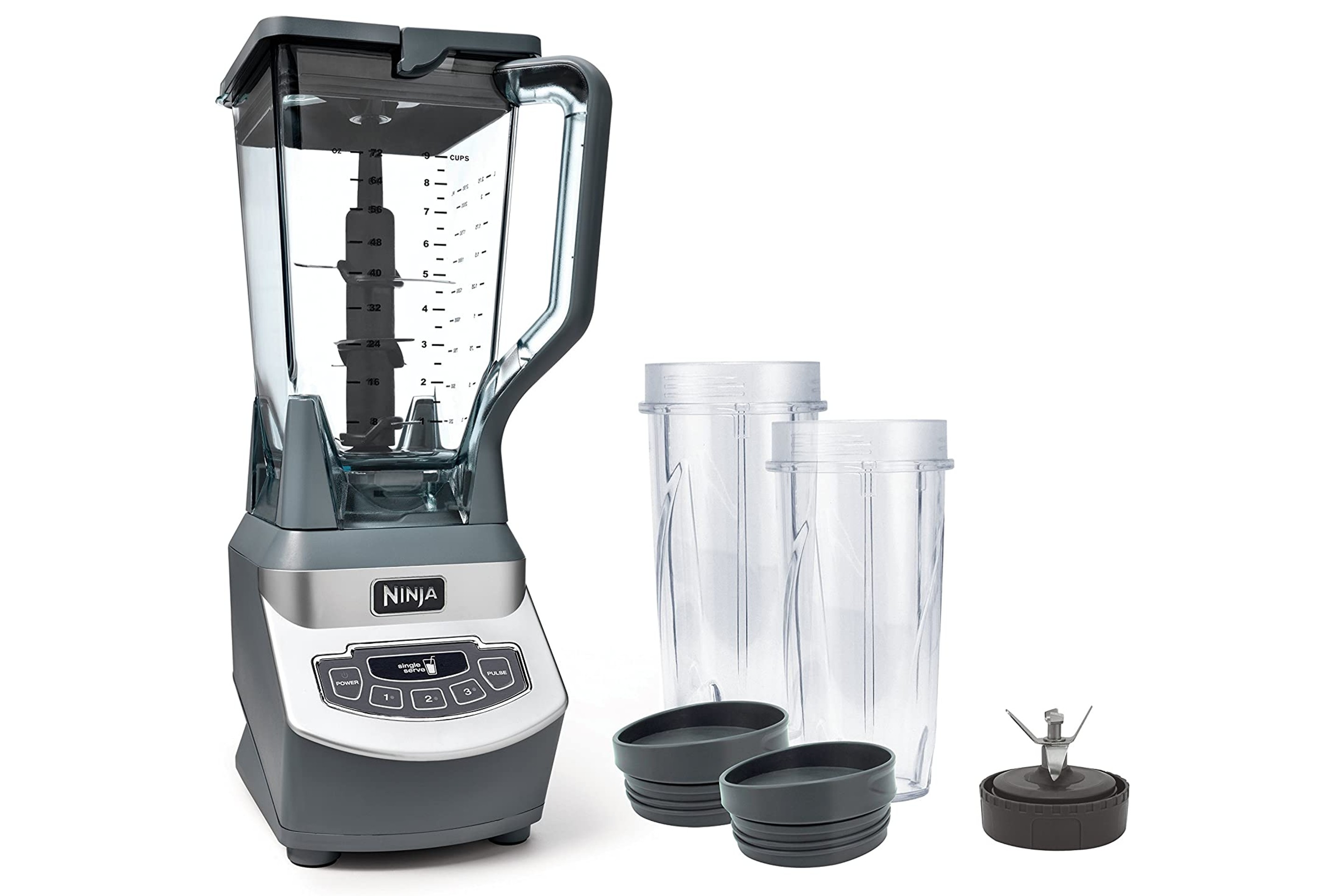 Ninja QB3001SS Ninja Fit Compact Personal Blender, for Shakes, Smoothies,  Food Prep, and Frozen Blending, 700-Watt Base and (2) 16-oz. Cups & Spout