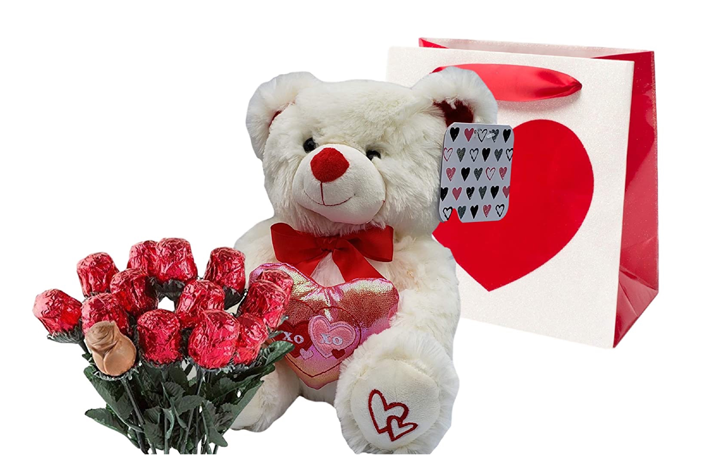 Valentine's Bag, Teddy Bear, Chocolate Roses