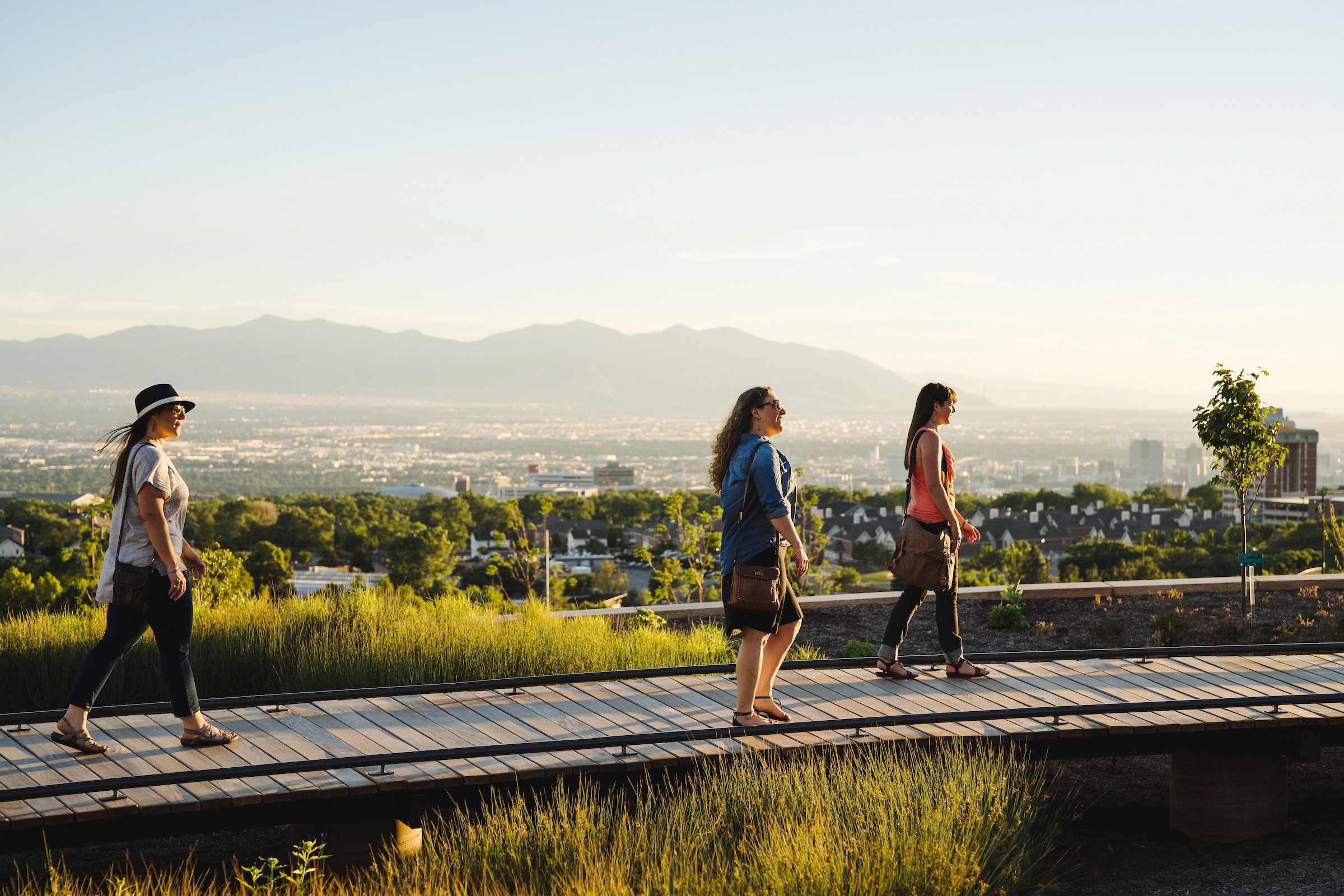 Three women at The Red Butte Garden in Salt Lake City
