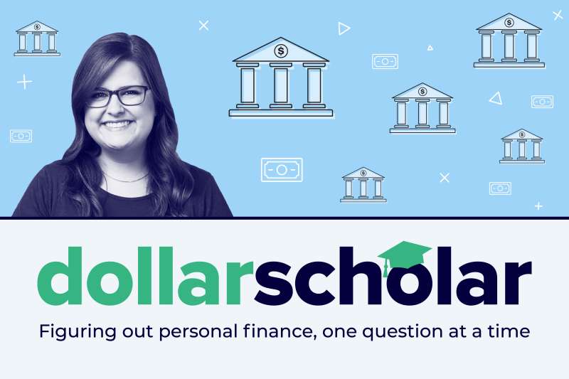 Dollar Scholar banner featuring multiple Credit Score Wheels Surrounded By Clouds
