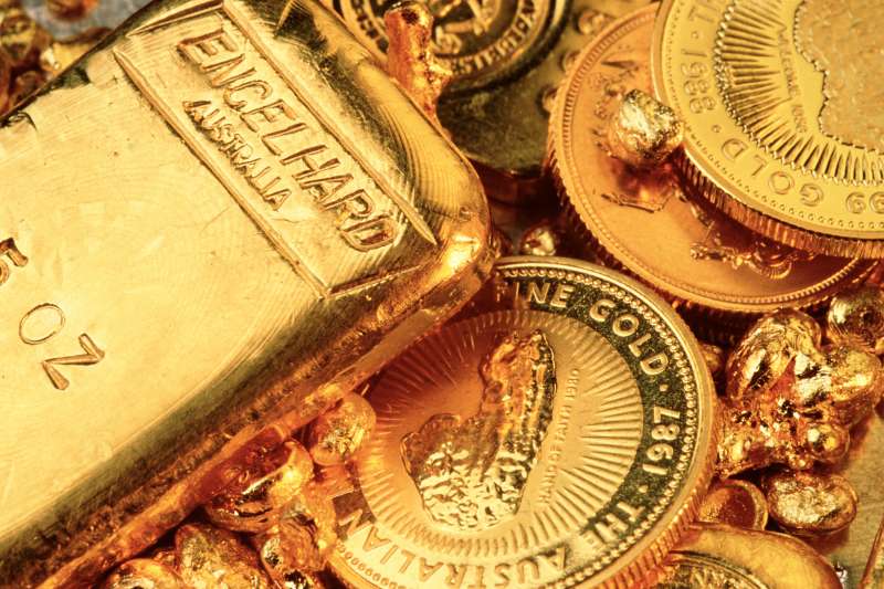 Gold bullion and Australian coins