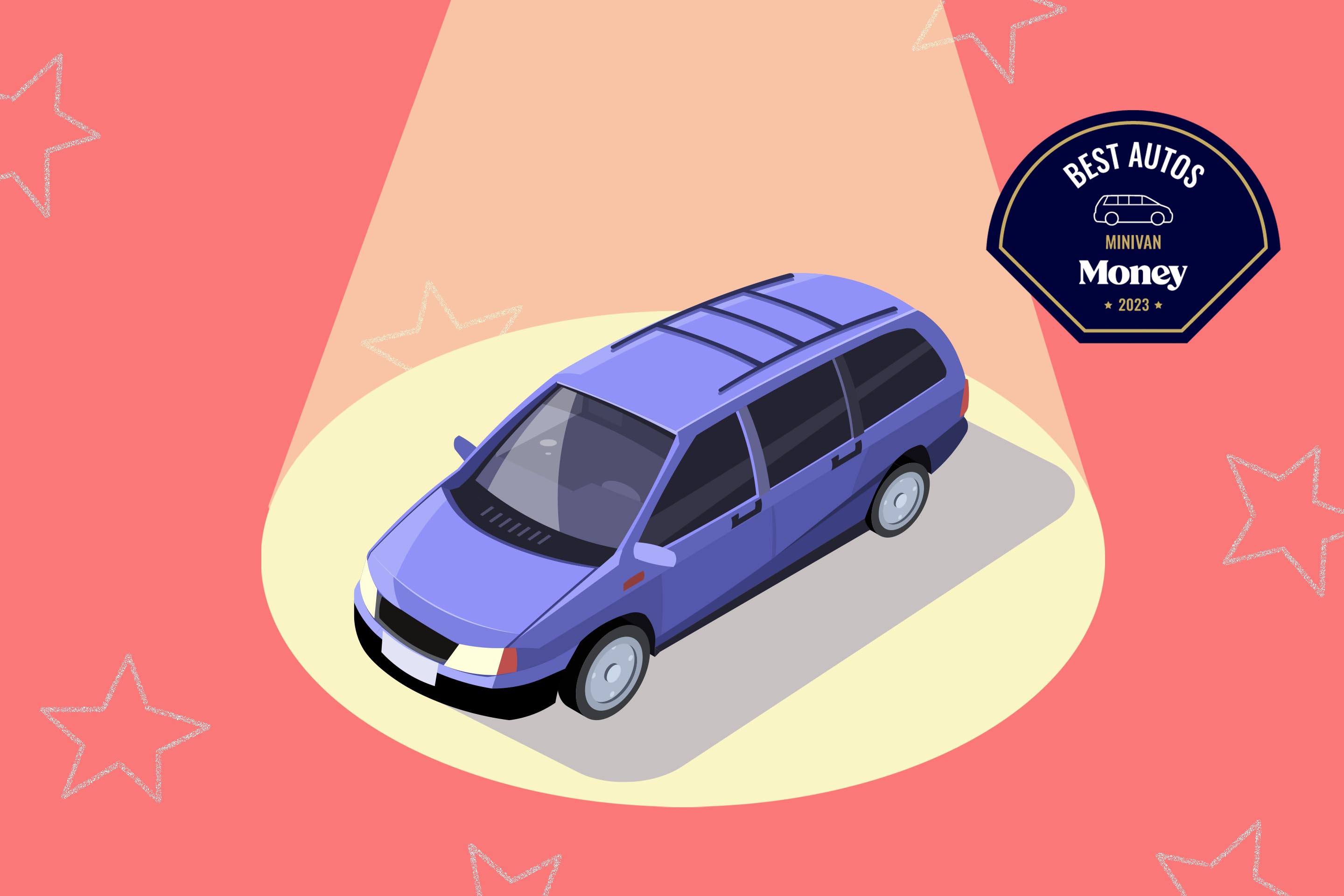 Illustration of a minivan in the spotlight