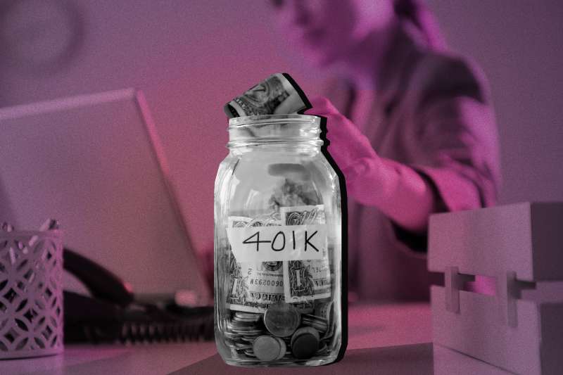 Money jar titled 401k