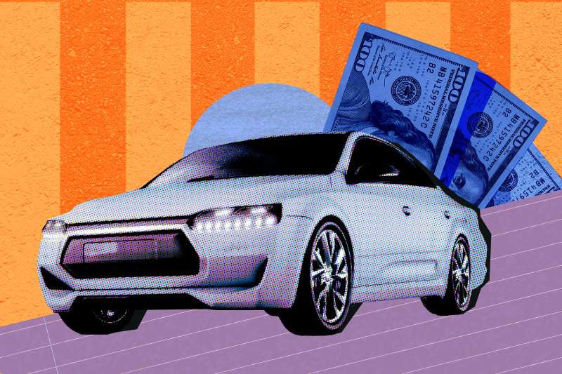 Collage of a car and dollar bills