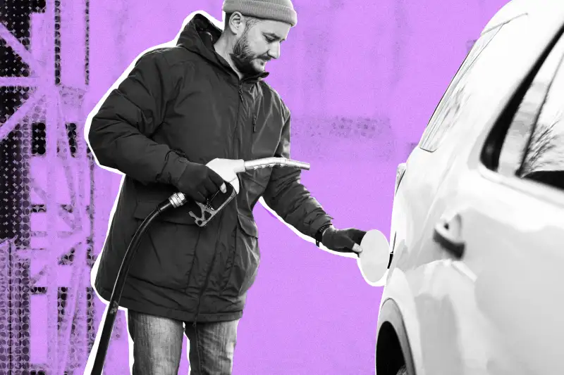 Man refueling his SUV with gasoline.