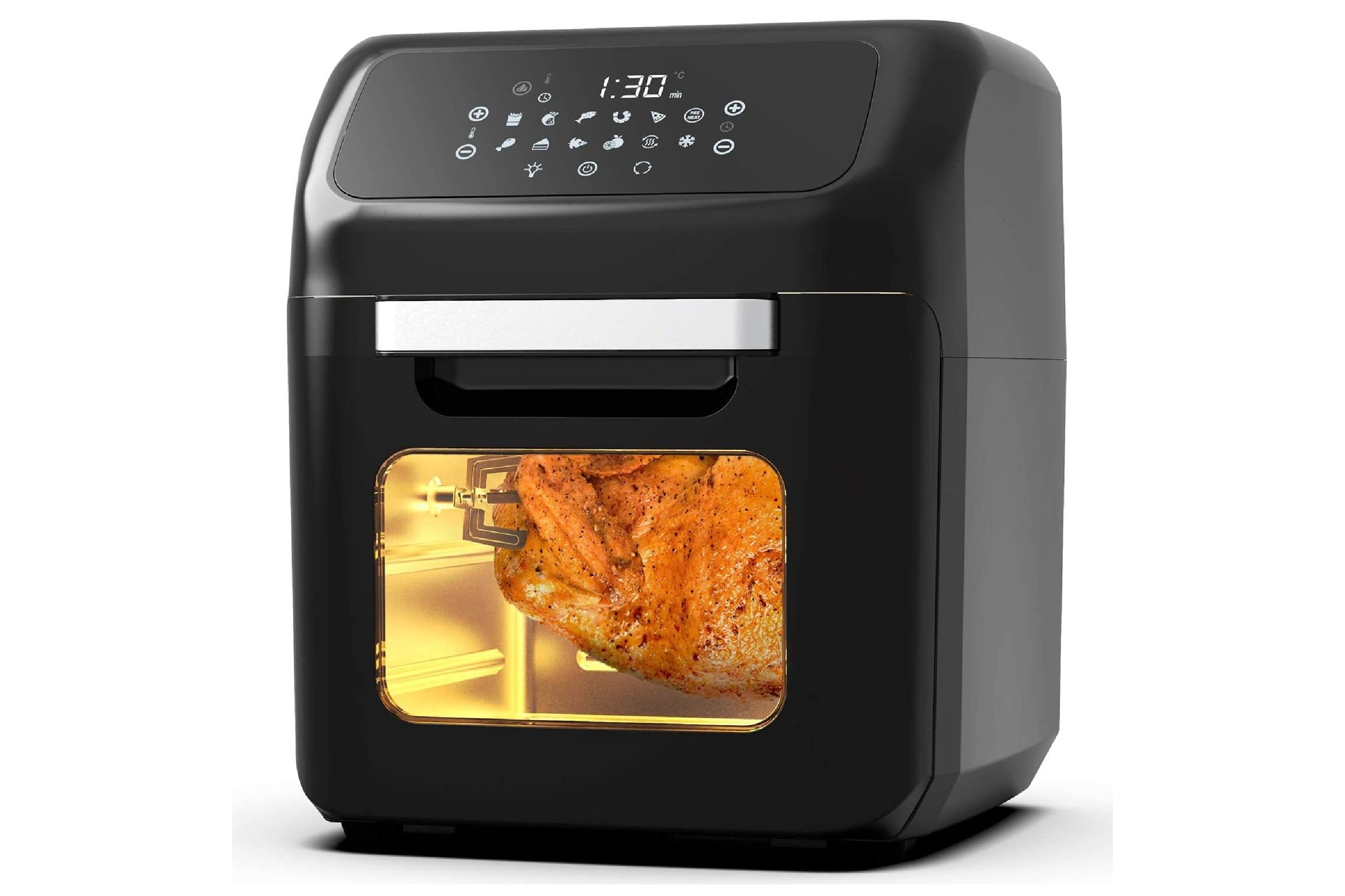 Chefman Air Fryer Toaster Oven Combo with Probe Thermometer, 12-In-1  Stainless Black Convection Oven Countertop, 10 Inch Pizza, 4 Slices of  Toast