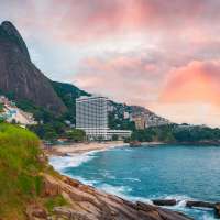 Landscape of Leblon beach in Rio de Janeiro, Brazil